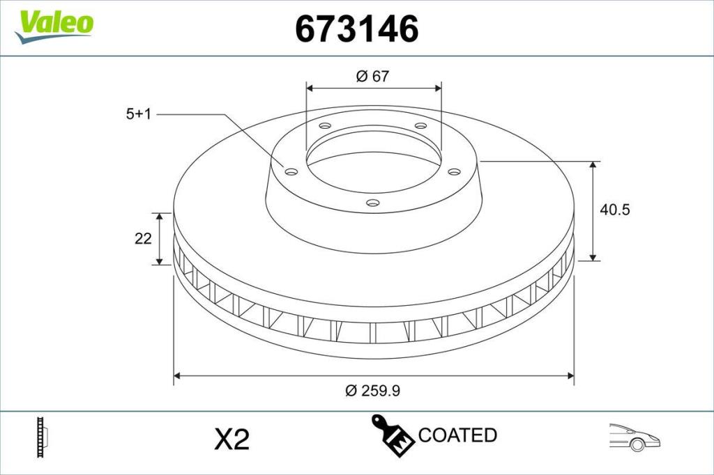 Disques de frein VALEO ref. 673146